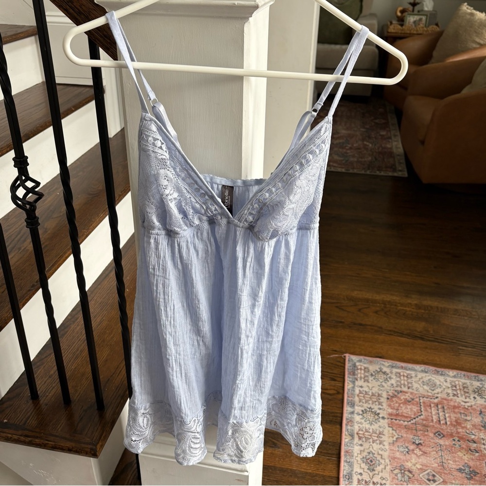 Ambrielle Light Blue Lace Short Nightgown